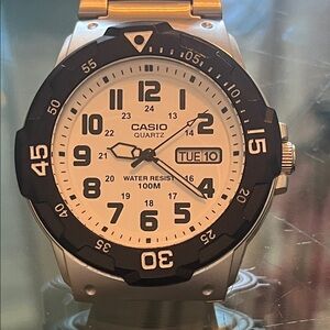 Casio Black and Silver Analog Watch